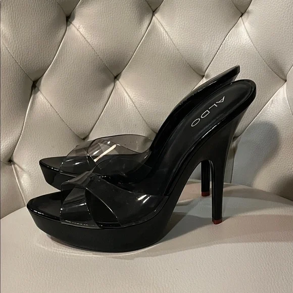ALDO Black and Clear platform Heels 8.5 9 40 - Picture 3 of 8